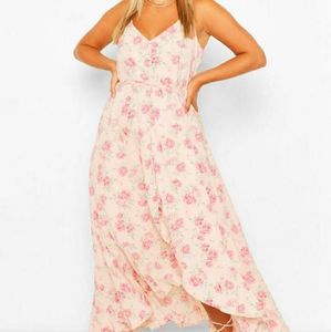 Floral Ruffle Tie Waist Maxi Dress